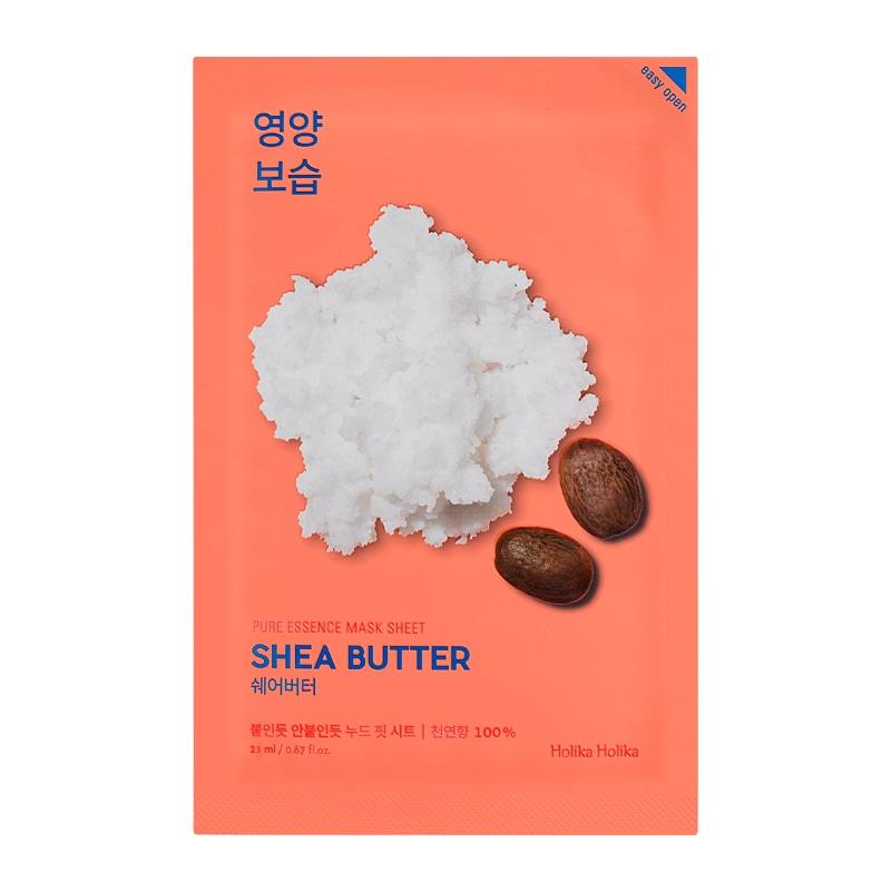 Holika Holika Shea Butter Gesichtsmasken, 10 Stück, feuchtigkeitsspendende Tuchmasken mit Shea Butter zur Hautpflege.