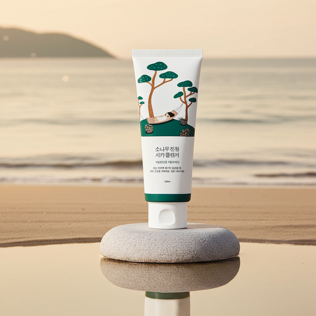 Runder Lab Pine Calming Cica Cleanser, sanfter Kiefer-Cica Reinigungsschaum in 150 ml Flasche, dermatologisch getestet.