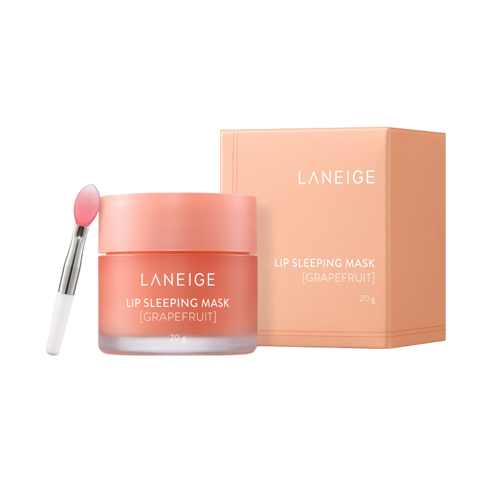 LANEIGE Lip Sleeping Mask mit Grapefruit, intensive Lippenpflege-Nachtmaske in 20 g, verschlossen in einer weißen Dose.