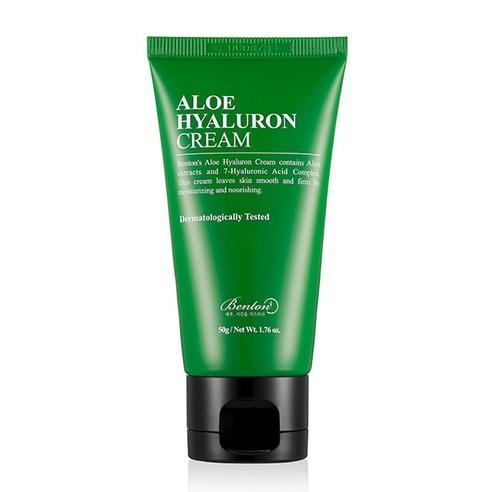 Benton Aloe Hyaluron Creme in 50g Dose, mit Aloe Vera und Hyaluronsäure, cremige Textur in einer weißen Verpackung.