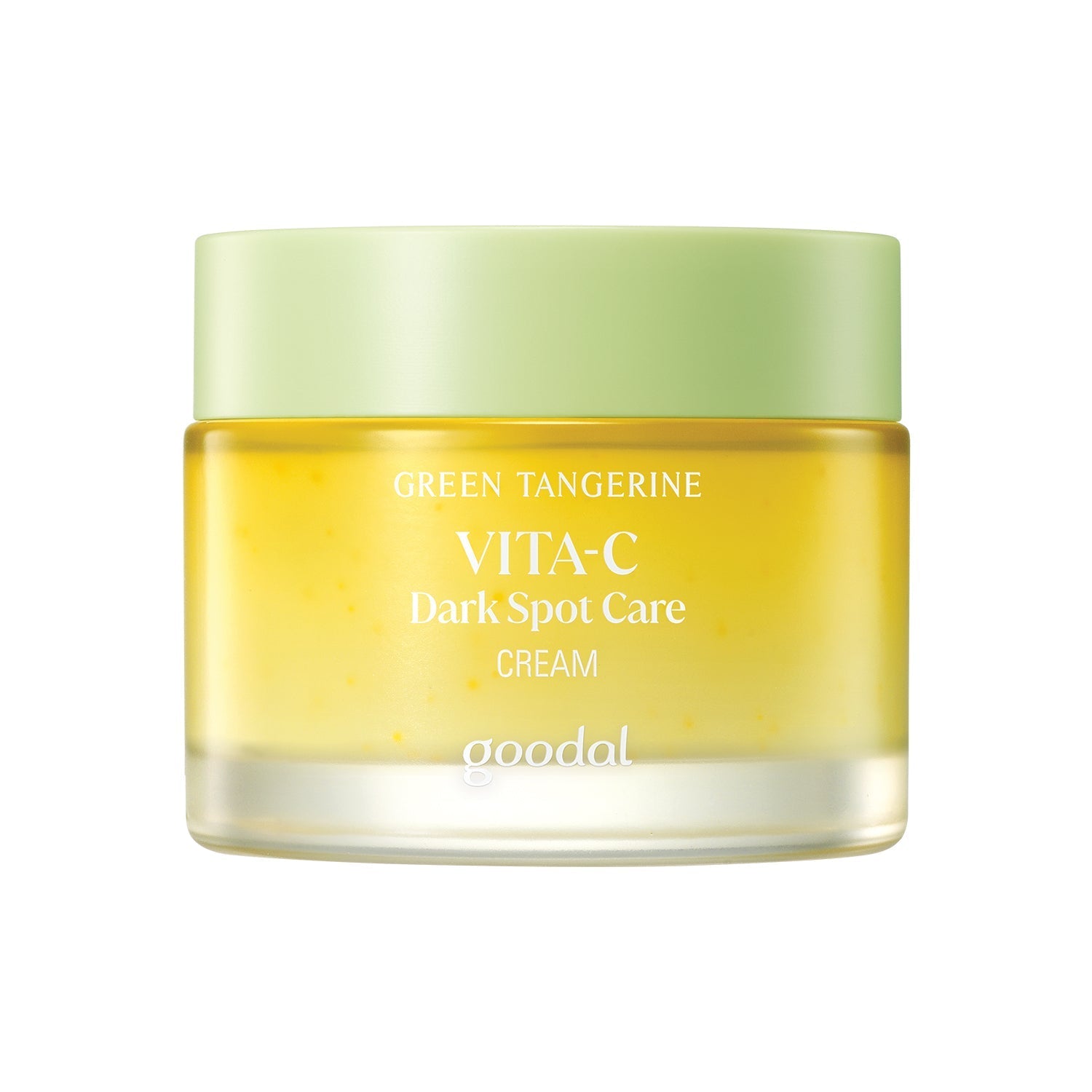 goodal Green Tangerine Vita C Dunkel Flecken Pflegecreme in 75ml, weiße Verpackung und cremige Textur sichtbar