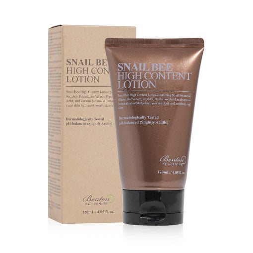 Benton Snail Bee Hochkonzentrierte Lotion in 120ml Flasche mit feiner Textur und natürlichem Design, Hautpflege für Feuchtigkeit und Regeneration