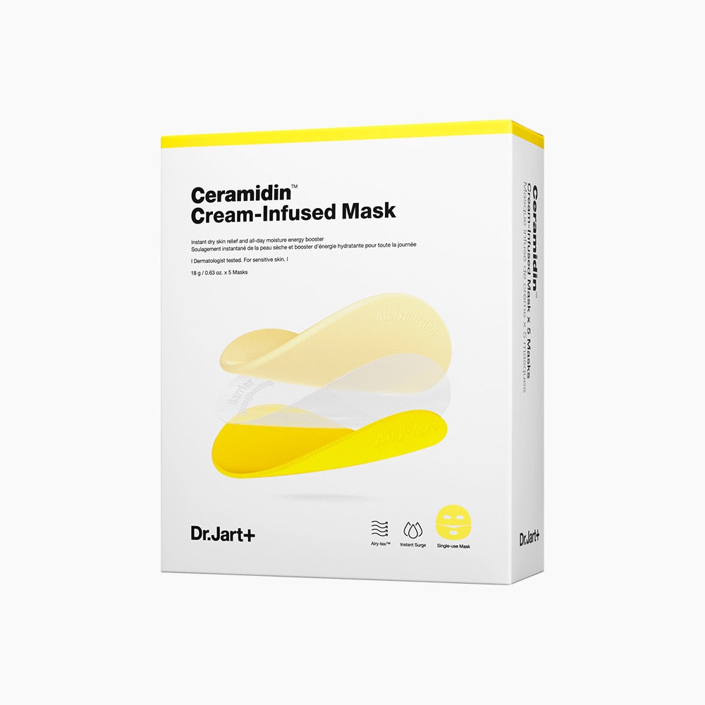 Dr.Jart+ Ceramidin Gesichtsmaske, 5 Stück, feuchtigkeitsspendend, cremige Textur, für trockene und empfindliche Haut