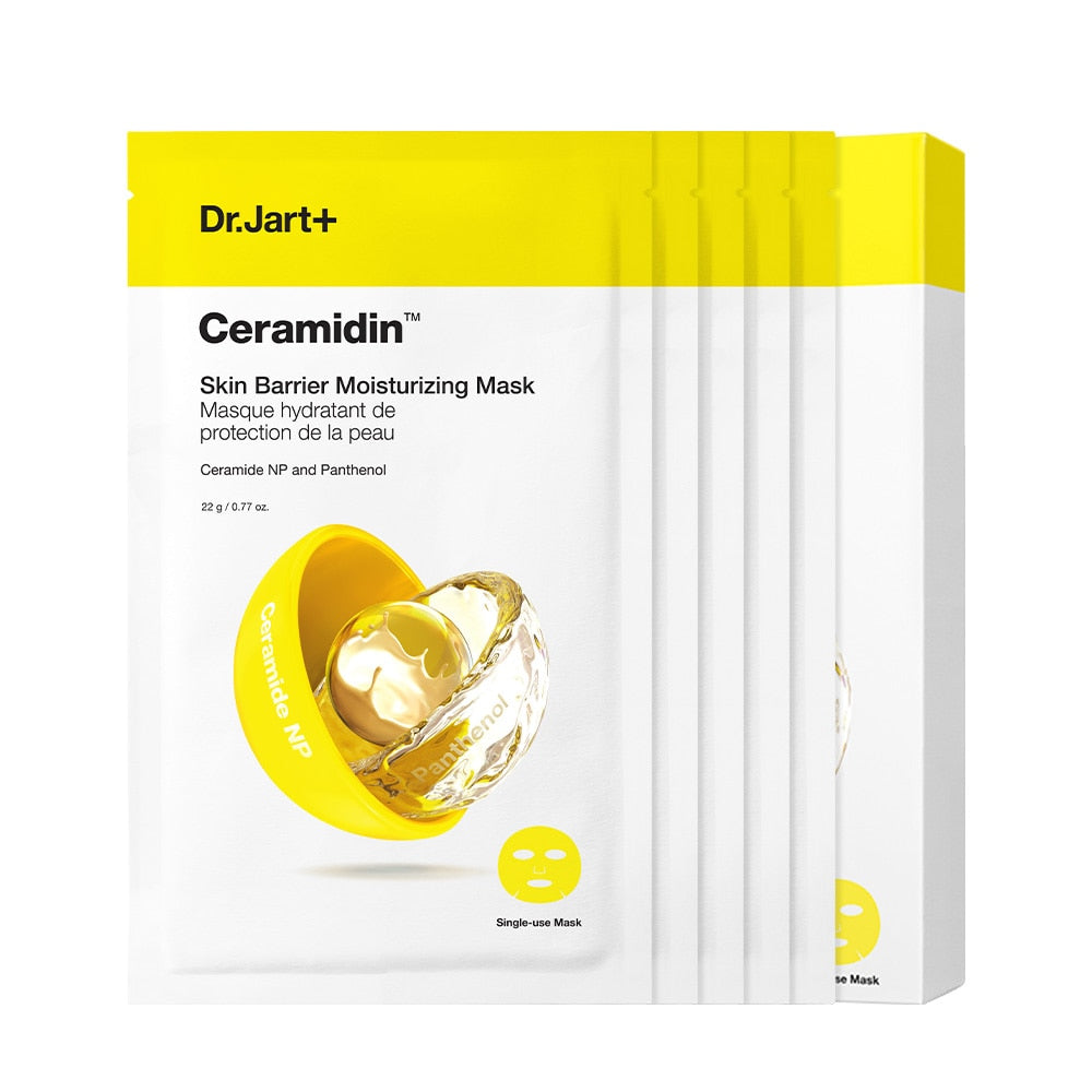 Dr.Jart+ Ceramidin Gesichtsmaske, feuchtigkeitsspendend, für die Hautbarriere, 22g pro Packung, 5 Stück auf der Abbildung