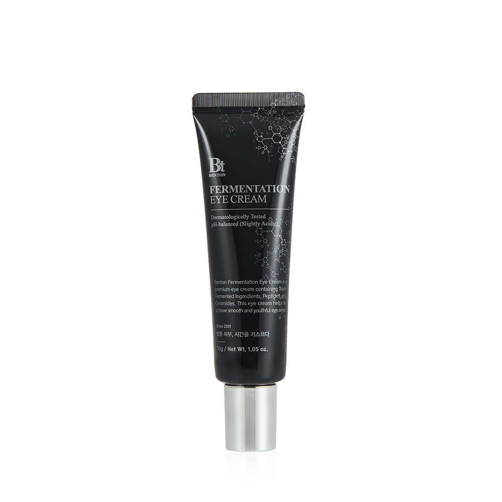 Benton Fermentation Augencreme in 30g, sichtbares Produkt mit Creme in Tubenform, für die Augenpartie, natürliche Hautpflege