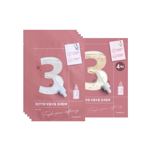 Numbuzin No.3 Tingle Pore Softening Sheet Mask für verfeinerte Poren und glatte Haut, 10 Stück, Gesichtsmasken