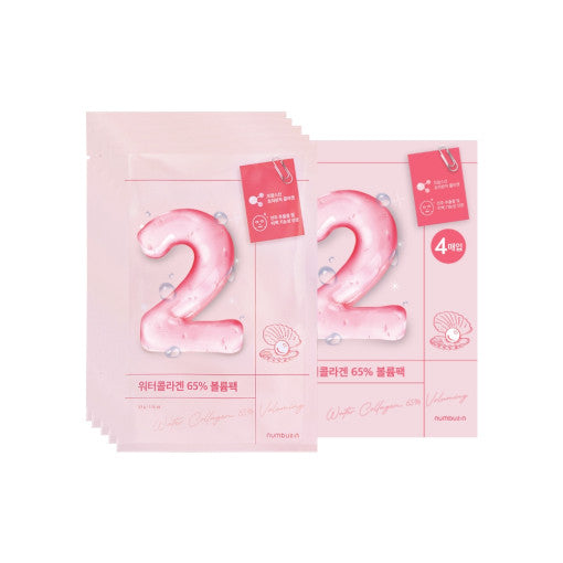 Numbuzin No.2 Water Collagen 65% Voluming Sheet Mask, intensive Kollagen-Feuchtigkeitsmaske, 10 Stück, für straffe Haut