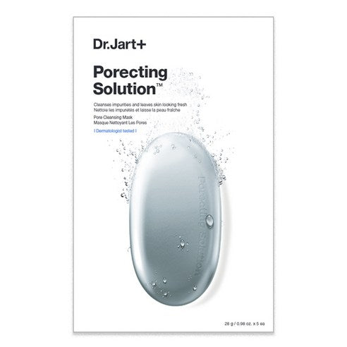 Dr.Jart+ Dermask Porenverfeinernde Gesichtsmasken, 5 Stück, feuchtigkeitsfördernde und klärende Hautpflege in einzelnen Sheets