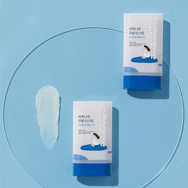 Round Lab Birch Juice Feuchtigkeitsspendender Sonnenschutz-Stick SPF50+ PA++++, 19 g, in runder Verpackung sichtbar