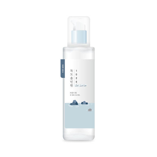 Runde Lab 1025 Dokdo All-in-One Gel-Lotion für Männer, leichte Pflege, 200 ml, sichtbare Gel-Textur in der Flasche