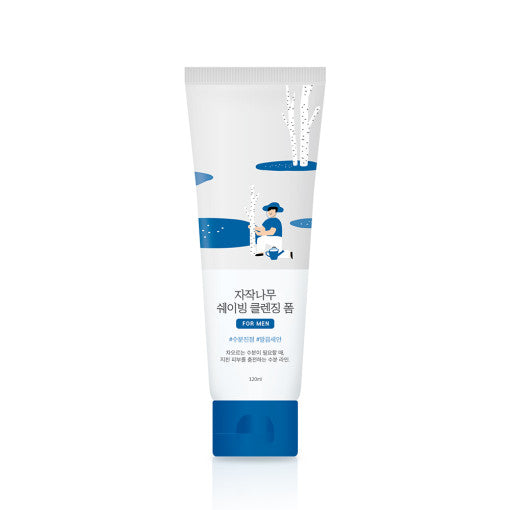 Runder Lab Birch Juice Rasier- und Reinigungsschaum für Männer, 120 ml, cremiger Multi-Reinigungsschaum für den Bart- und Gesichtsbereich