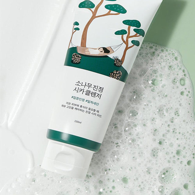 Round Lab Pine Calming Cica Cleanser, sanfter Kiefer-Cica Reinigungsschaum in 150 ml, für empfindliche Haut