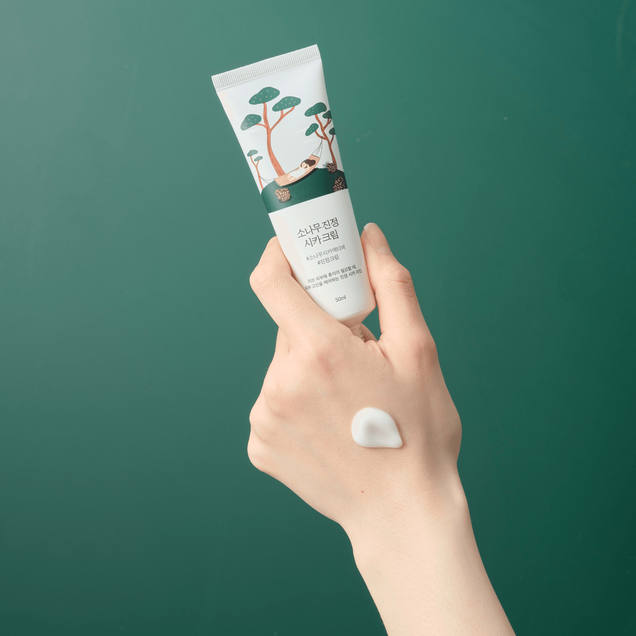 Round Lab Pine Calming Cica Cream, beruhigende Gel-Creme mit Kiefer und Cica, 50 ml, für empfindliche Haut