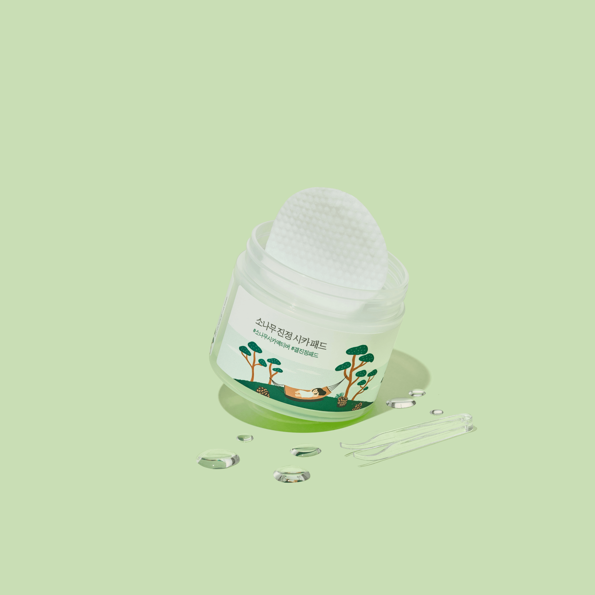 Runde Lab Pine Calming Cica Pad, beruhigende Toner-Pads mit Kiefer und Cica, 50 Stück, entspannende Hautpflege