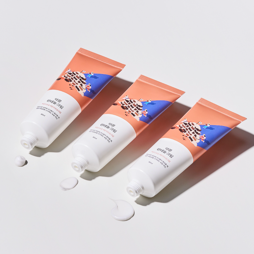 Round Lab Soybean Panthenol Creme in einem weißen Tiegel, feuchtigkeitsspendende Pflege mit Sojabohne und Panthenol, 80 ml