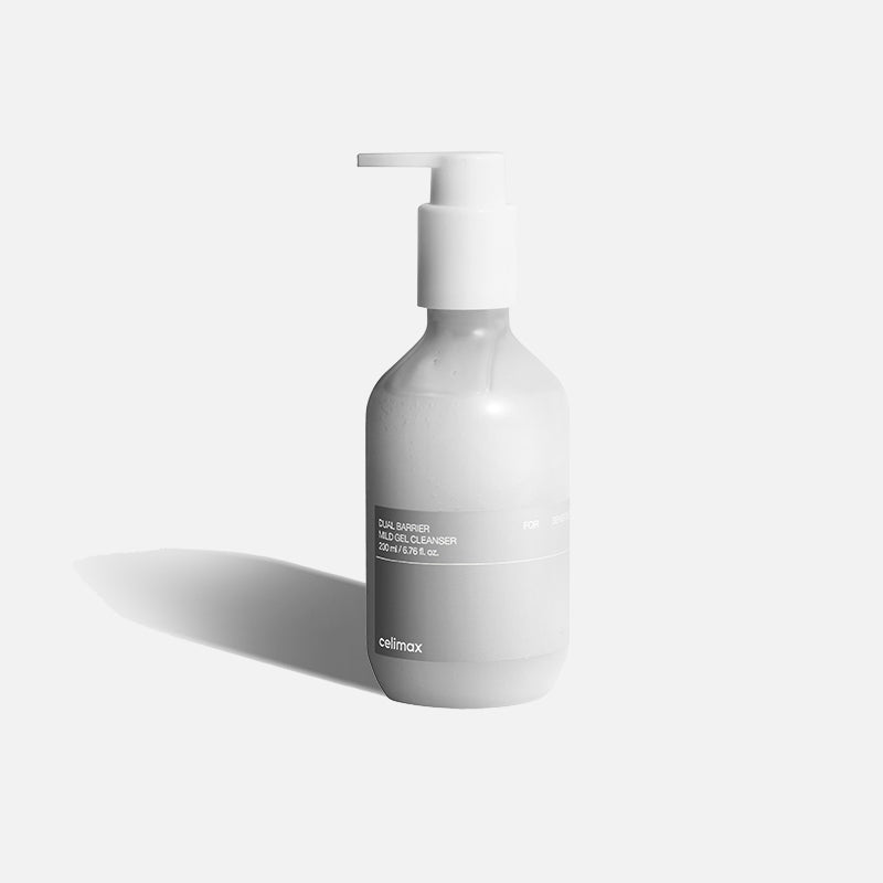 Celimax Dual Barrier Mild Gel Cleanser in 200ml Flasche, sanfter Reinigungsgel für empfindliche Haut, sichtbare Produktverpackung