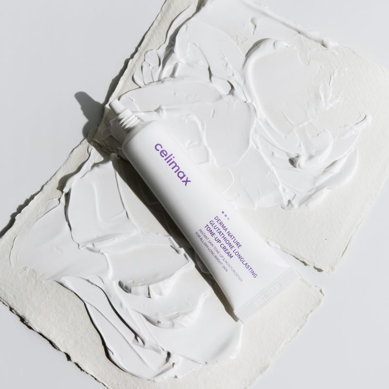 Celimax Glutathione Tone Up Cream in 35ml, zeigt die weiße Creme in einem eleganten Tiegel, für einen strahlenden Hautton.