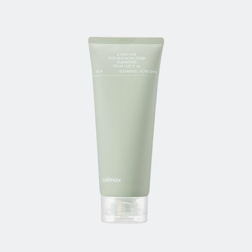 Celimax JI WOO GAE Cica BHA Akne Reinigungsschaum, 150ml, cremiger Schaum für reine, frische Haut.