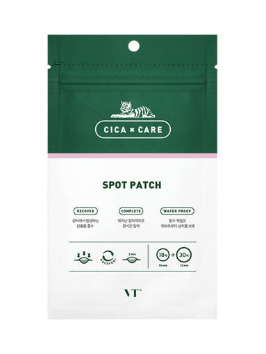 VT Cica Spot Patch, 48 Stück, Hautpflaster zur Behandlung von Pickeln, mit beruhigender CICA Wirkung, auf der Haut sichtbar.
