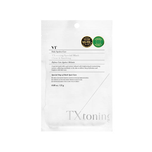 VT TX-Toning Special Mask aufhellende Tuchmaske mit Tranexamsäure, 25 g, für ein strahlendes Hautbild