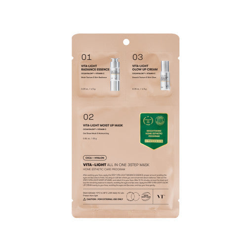 VT Vita-Light All In One 3-Schritte Maske, Gesichtspflege mit 1,5g, 24g und 1,5g, für strahlende Haut