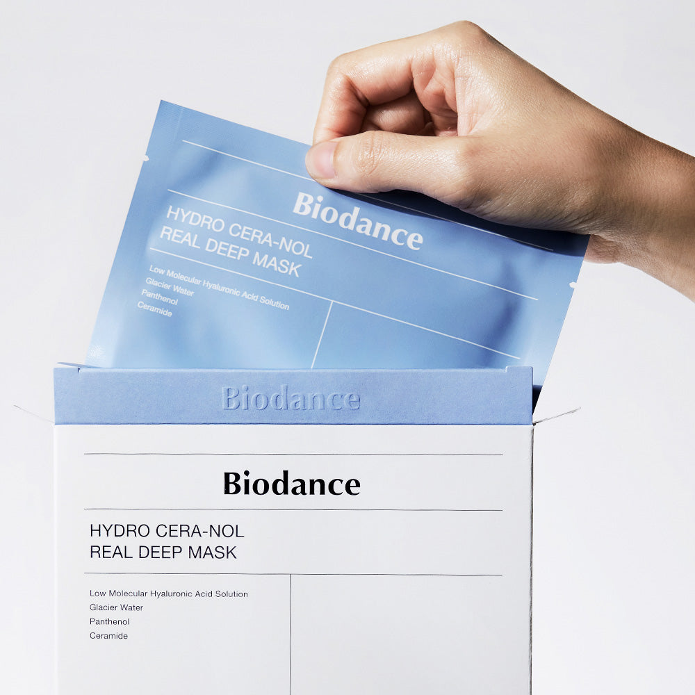 Biodance Hydro Cera-Nol Real Deep Mask Gesichtsmaske, beruhigende Tuchmaske, 4 Stück für gepflegte Haut