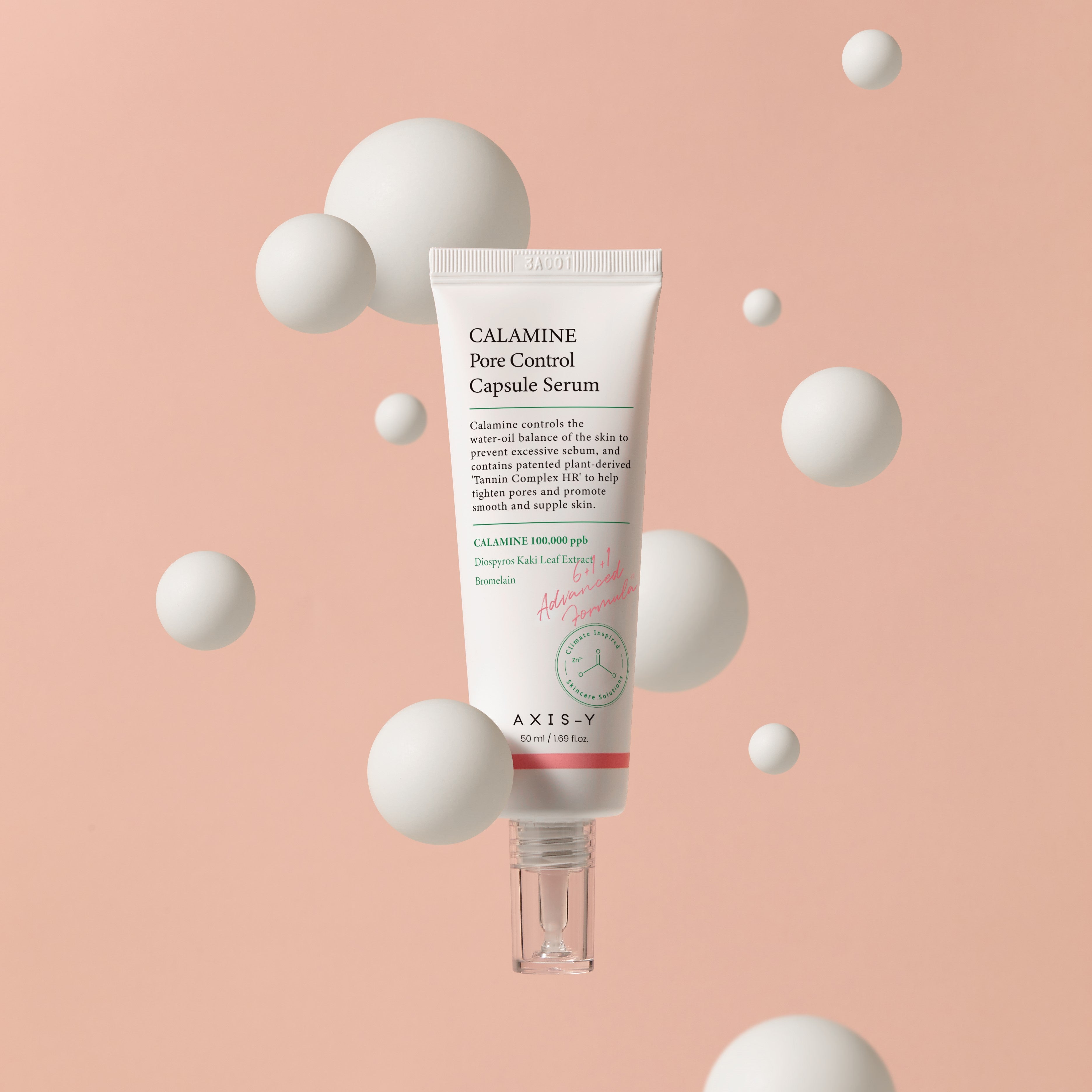 AXIS-Y CALAMINE Pore Control Serum in 50ml Flasche, sichtbare Flasche mit Serumlösung und Produktbeschriftung.