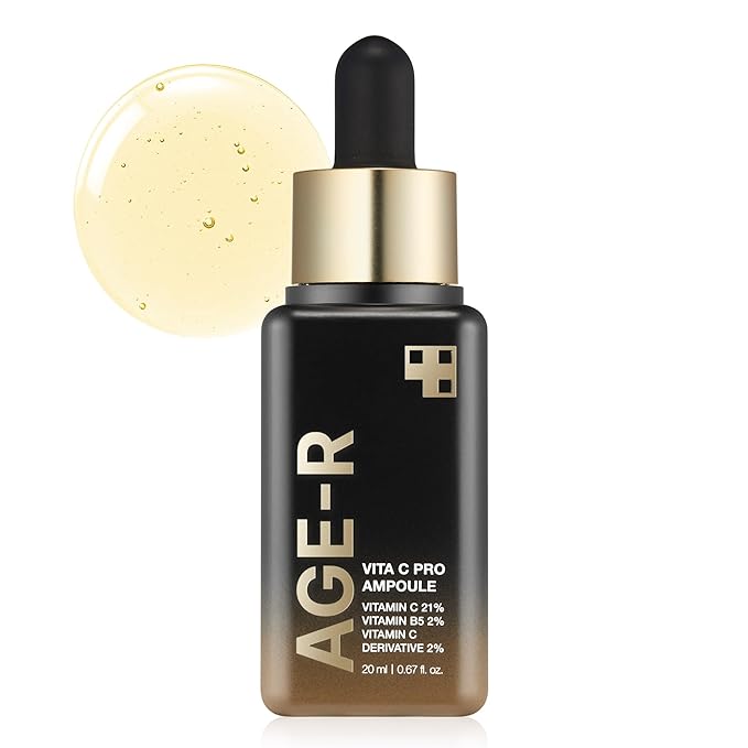 Medicube AGE-R Vita C Pro Ampoule in 20 ml Flasche, hochkonzentrierte Vitamin C für strahlende Haut, Nahaufnahme der Ampullen.