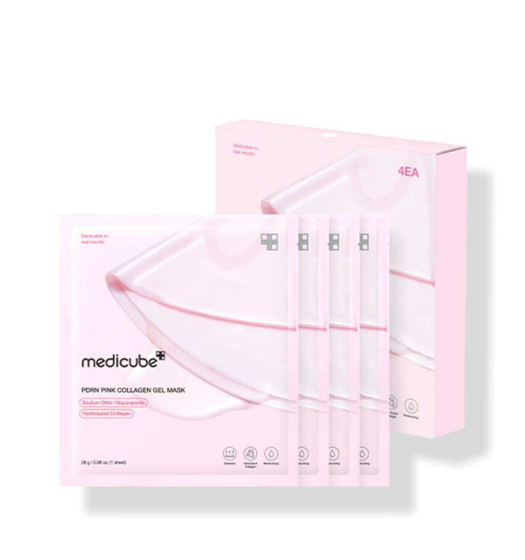 medicube PDRN Pink Collagen Gelmaske, straffende Gesichtsmasken mit PDRN und Kollagen, 4er Pack, 28 g pro Maske