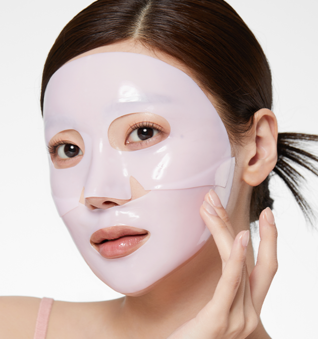 medicube PDRN Pink Collagen Gesichtsmaske, straffende Gelmaske mit Kollagen, 28 g, 4 Stück auf weißem Hintergrund