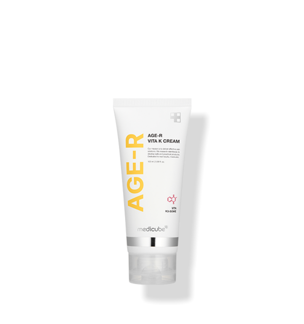 Medikube AGE-R Vita K Creme, 100 ml, multifunktionale Vitamin K Pflegecreme in weißer Verpackung mit Dosierspumpe