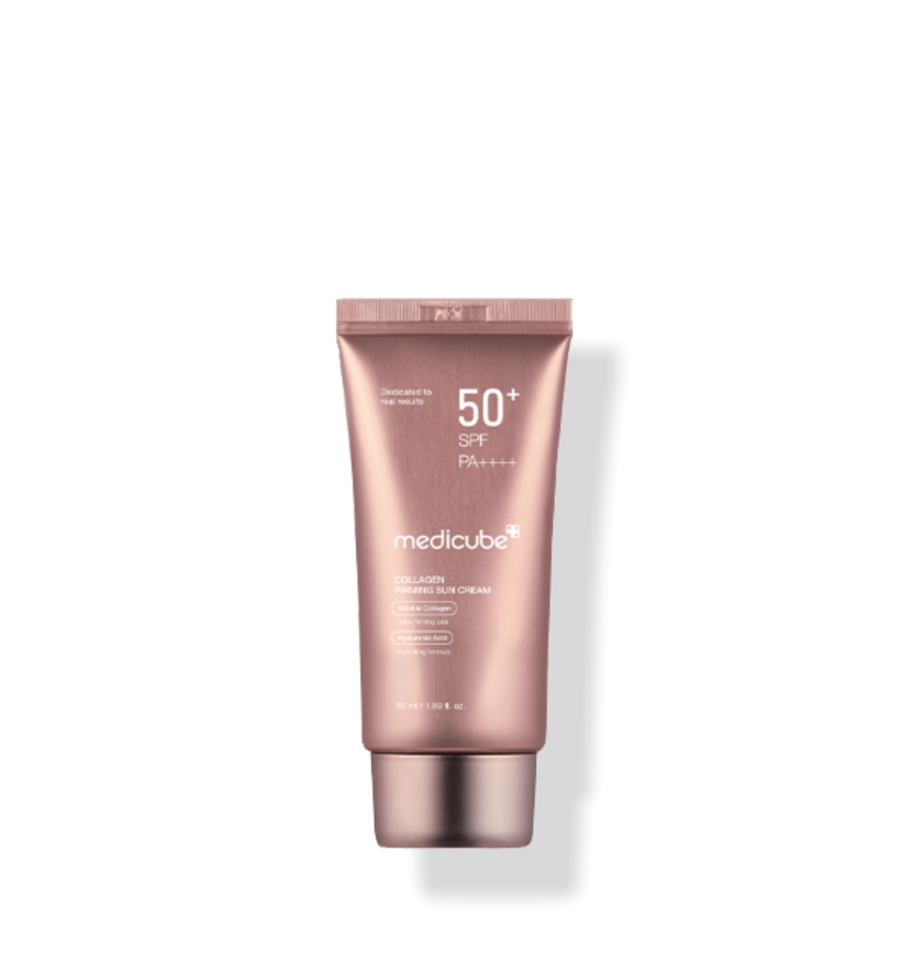 Medicube Collagen Faltencreme mit Sonnencreme, 50 ml, straffende Sonnencreme mit Kollagen und Glow-Effekt, für die Hautpflege