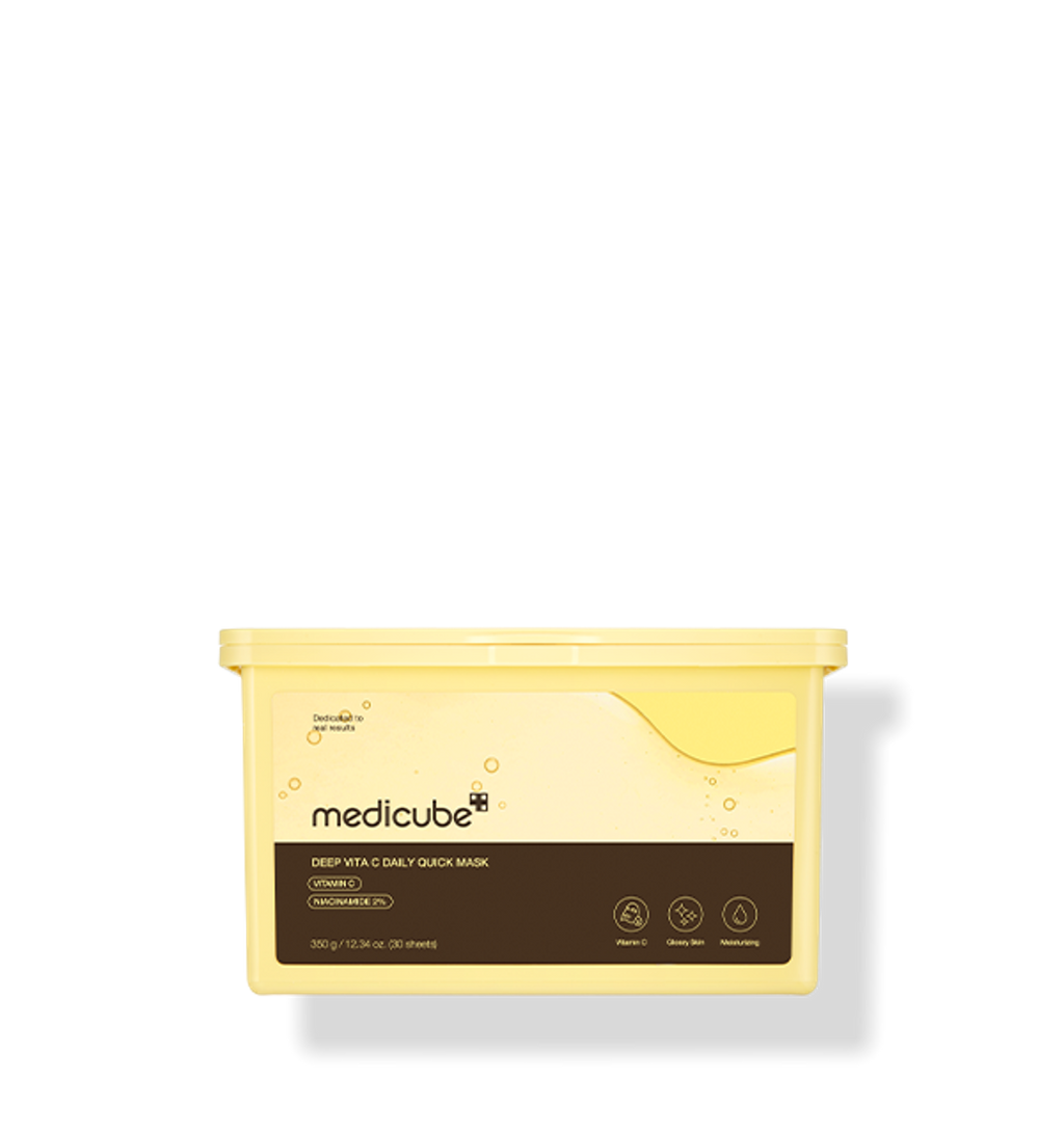 medicube Deep Vita C Daily Quick Mask, aufhellende Vitamin C Tuchmaske, 30 Stück, Gesichtspflege in Verpackung