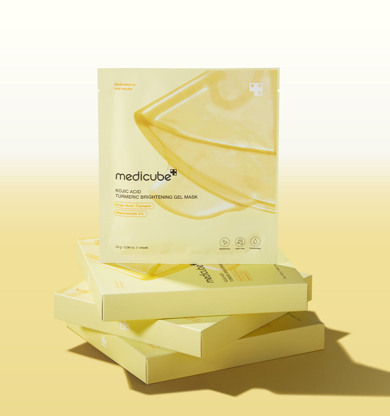 medicube Kojic Acid Turmeric Brightening Gelmaske, aufhellende Gesichtsmaske gegen dunkle Flecken, 4 Stück à 28 g