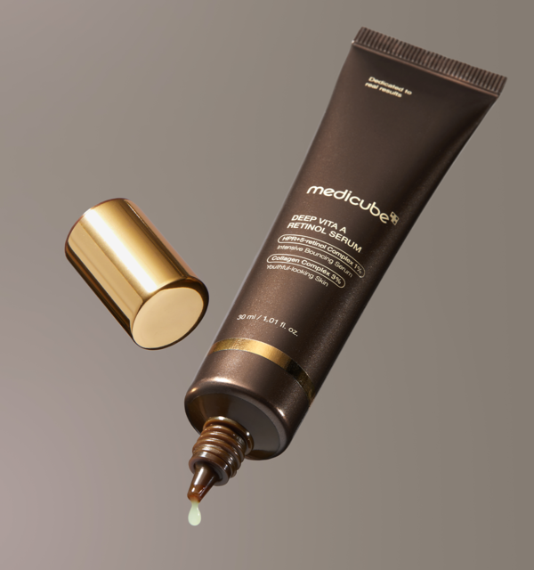 Medicube Deep Vita A Retinol Serum, Anti-Aging Serum mit Kollagenförderung, 30 ml, flasche mit seruminhalt