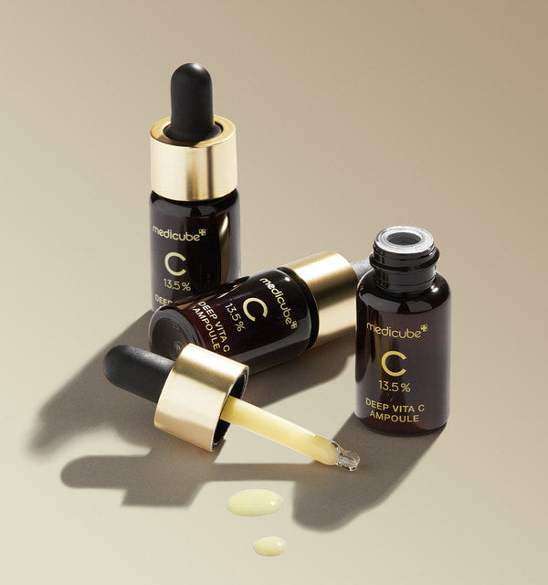 medicube Deep Vita C Ampoule, konzentrierte Vitamin C Ampoule für strahlende Haut und Ton-up, 3 Stück, 10 g pro Flasche