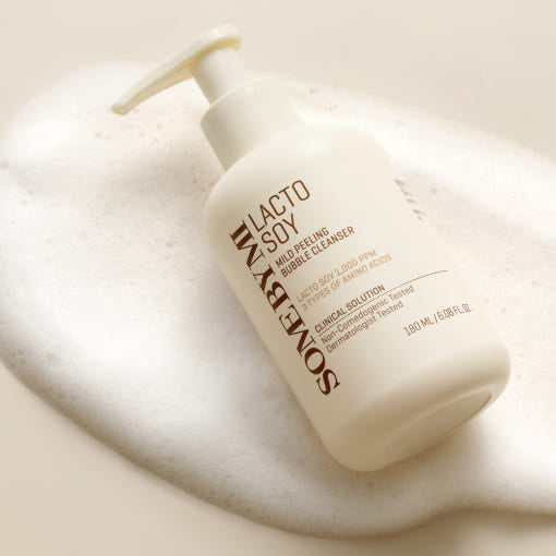 SOME BY MI Lacto Soy Mild Peeling Bubble Cleanser, sanfter Reinigungs- und Peeling-Schaum in 180 ml Flasche, sichtbarer Schaum und Verpackung