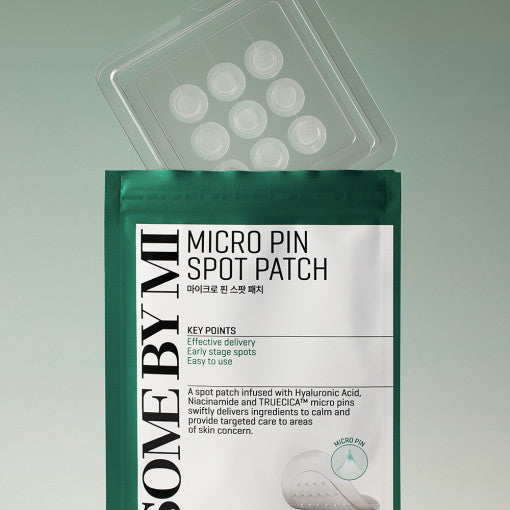 SOME BY MI Micro Pin Spot Patch, Mikro-Nadel Pickelplaster gegen tiefe Unreinheiten, 9 Stück, auf Haut mit Pickel.