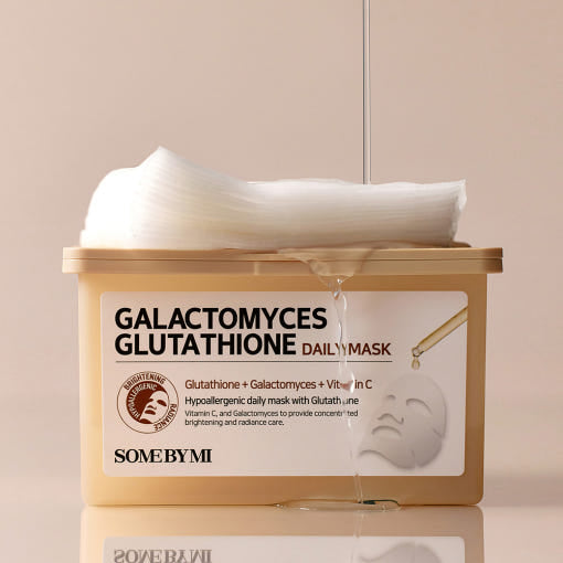 SOME BY MI Galactomyces Glutathione Tagesmaske, 30 Stück, aufhellende Gesichtstuchmaske mit Galactomyces und Glutathion