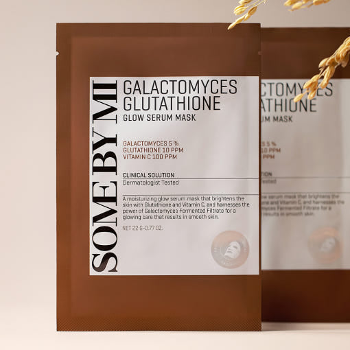 SOME BY MI Galactomyces Glutathione Glow Serum Maske, aufhellende Gesichtsmasken mit Galactomyces, 10 Stück zu je 22 g