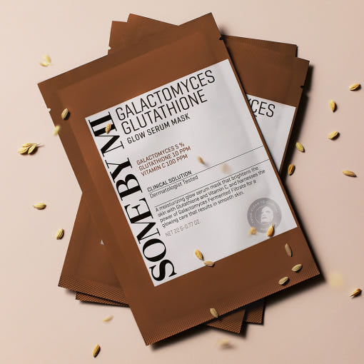 SOME BY MI Galactomyces Glutathione Glow Serum Maske, aufhellende Gesichtsmaske mit Galactomyces, 10 Stück, 22 g pro Packung