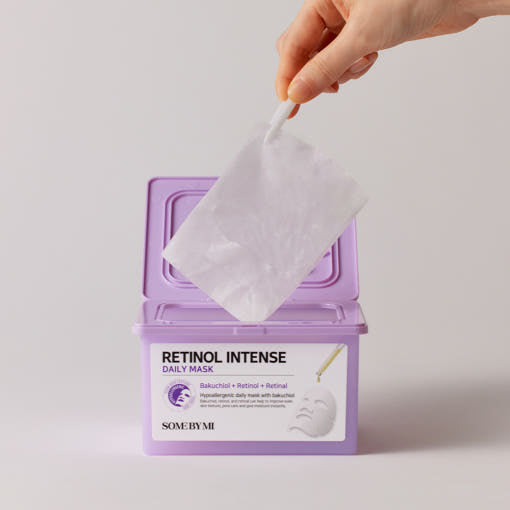 SOME BY MI Retinol Intensiv-Tuchmaske für das Gesicht, 30 Stück, mit Retinol und Bakuchiol gegen Hautalterung.