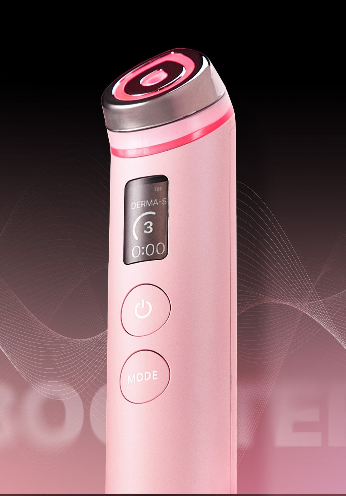 Medikube AGE-R Booster Pro in Pink, elektrisches Schönheitsgerät für Hautpflege, Nahaufnahme des pinken Beauty-Geräts
