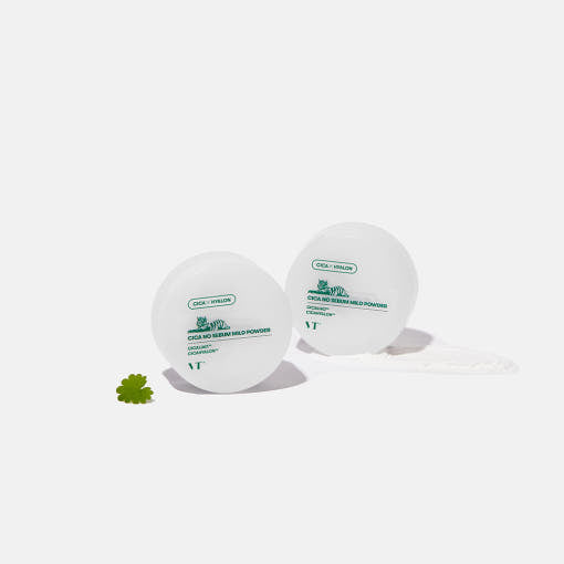 VT Cica No Sebum Mild Puder, 5g, feines transparentes Pulver für eine beruhigende, sebumkontrollierende Hautpflege.