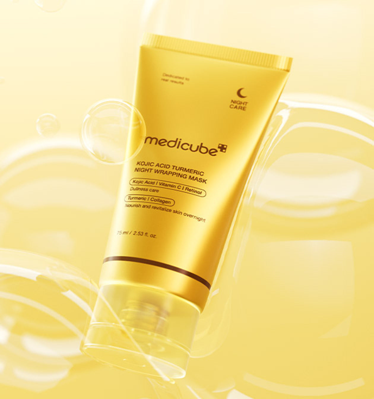 medicube Kojic Acid Turmeric Nachtmaske in Packung, aufhellende Gesichtsmaske gegen Falten, 75 ml, für strahlende Haut