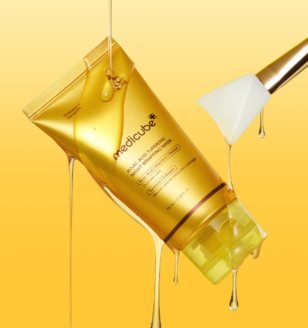 medicube Kojic Acid Turmeric Nachtmaske, Aufhellende Gesichtsmaske gegen Falten, 75 ml, Pack mit cremiger Textur