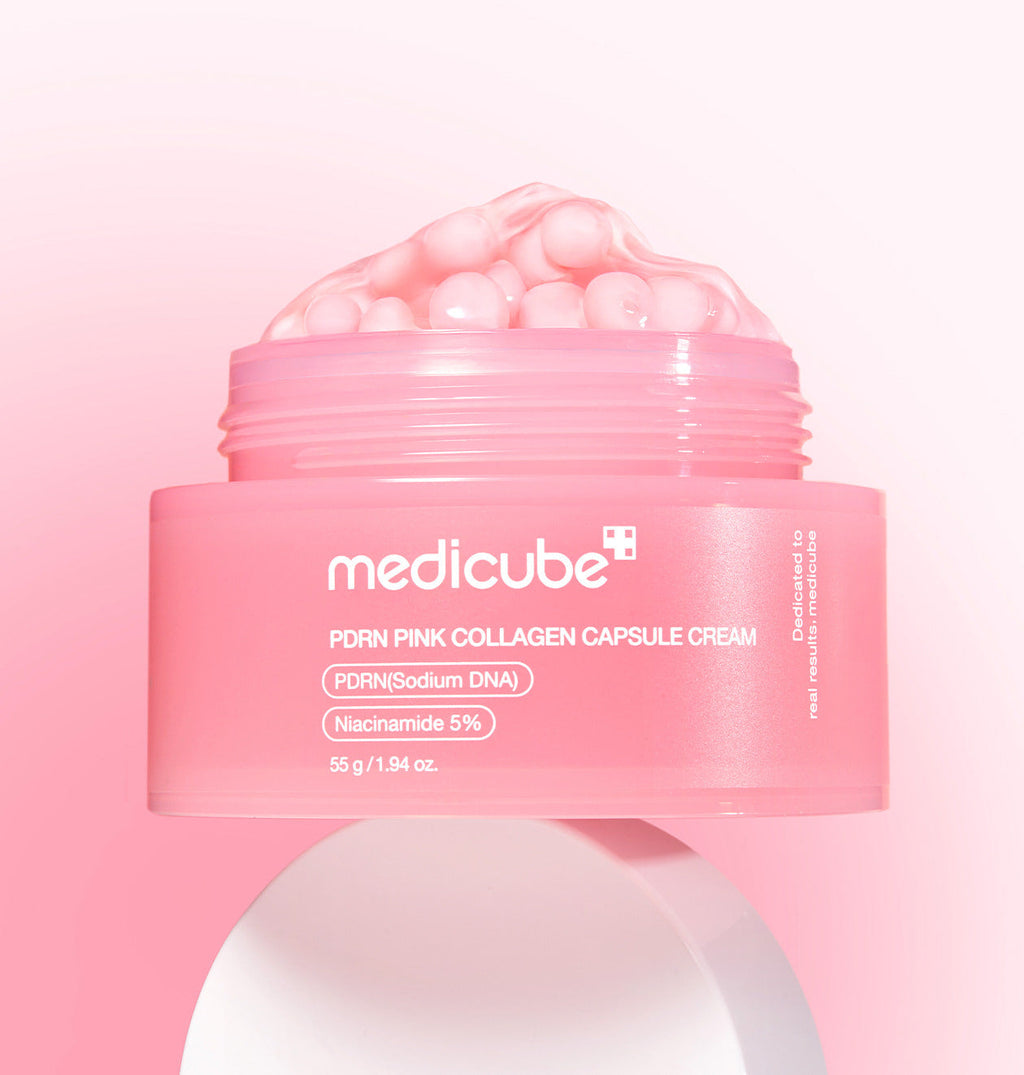 medicube PDRN Pink Collagen Creme in 55 ml, feuchtigkeitsspendende Kapsel-Creme mit PDRN und Kollagen, sichtbare Textur