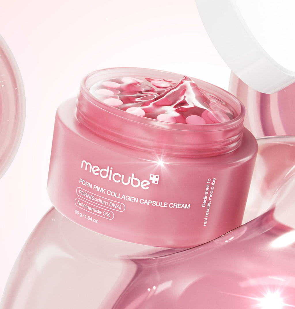 medicube PDRN Pink Collagen Creme in 55 ml, feuchtigkeitsspendende Kapsel-Creme mit PDRN und Kollagen, sichtbare Textur