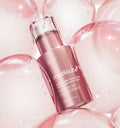 Medicube PDRN Pink Collagen Exosome Ampoule, 30 ml, zeigt die Flasche mit rosafarbenem Inhalt und Applikator für die Hautpflege.