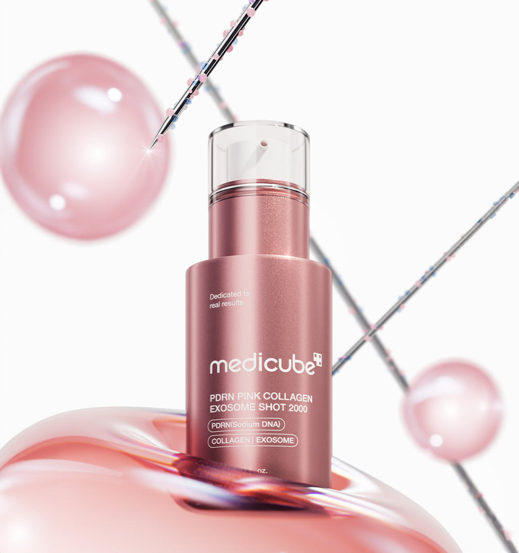 Medicube PDRN Pink Collagen Exosome Shot Ampulle, 30 ml, für klare Haut mit PDRN und Exosomen, feuchtigkeitsspendend